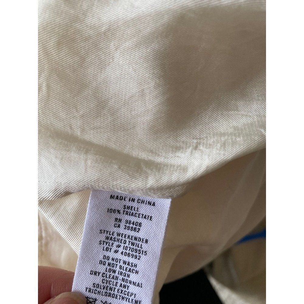 Theory Blouse Top Button Front Cream Off White La… - image 6